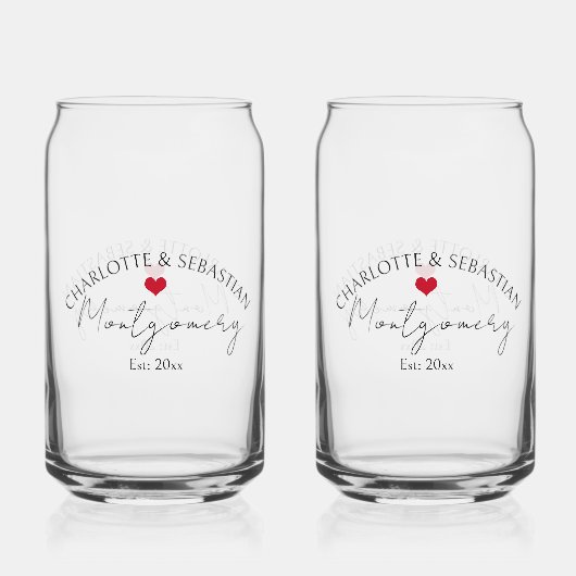 Bruiloft gepersonaliseerde namen en het laatste ja blikvorm glas (Achterkant)