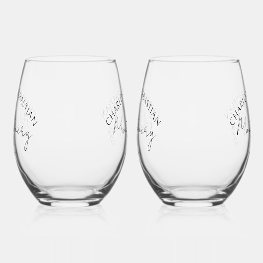 Bruiloft gepersonaliseerde namen en het laatste ja wijnglas zonder voet (Rechts)