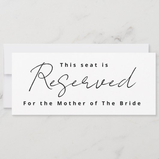 Bruiloft gereserveerd bord kaart (Voorkant)