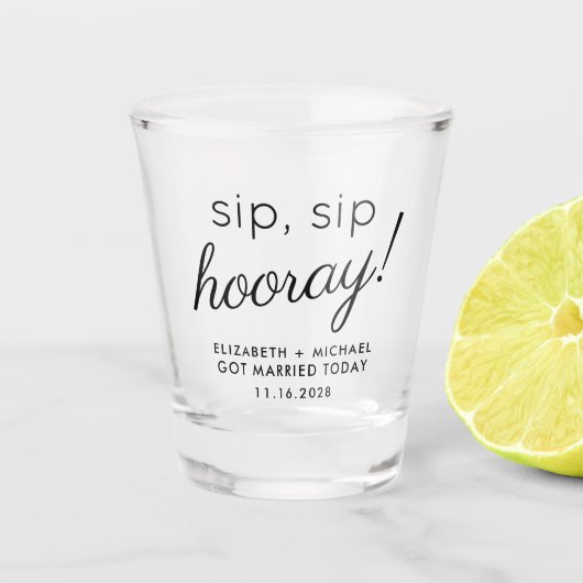 Bruiloft Geschenk Sip Sip Hoera Shot Glas (Voorkant)