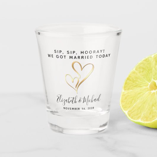 Bruiloft Geschenk Sip Sip Hoera Shot Glas (Voorkant)