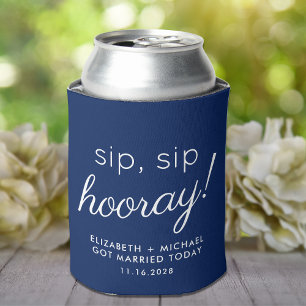 Bruiloft Geschenk Sip Sip Hooray Marineblauw Blikjeskoeler