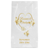 Bruiloft geschenk tas goud gekleurde hart vlinders klein cadeauzakje (Voorkant)