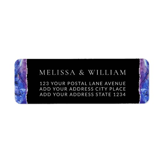 Bruiloft geschilderd zwart retouradres etiket (Voorkant)