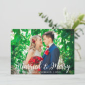 Bruiloft Getrouwd & Vrolijk Foto Kerst Kaart (Staand voorkant)