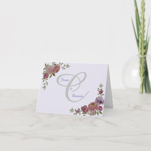 Bruiloft Gevouwen Dank u / Opmerking Kaart (Voorkant)