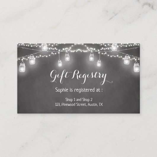 Bruiloft Gift Registry Black Mason Jar Informatiekaartje (Voorkant)