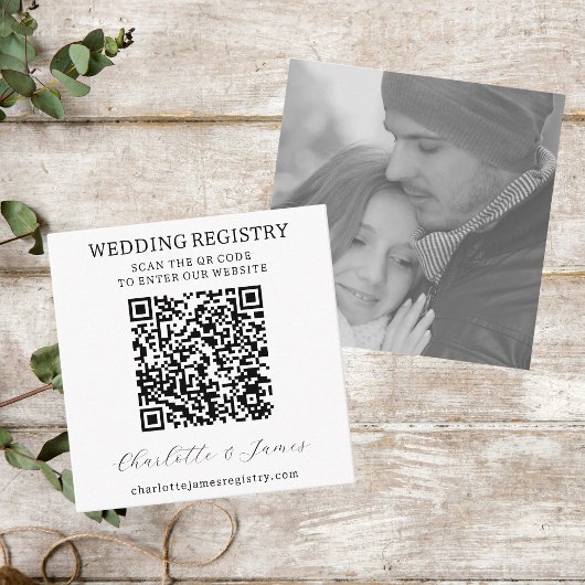 Bruiloft Gift Registry Zwart-wit Foto QR Informatiekaartje