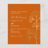 Bruiloft ginkgo blad sinaasappel gouden budget uit flyer (Voorkant)