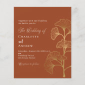 Bruiloft ginkgo blad terracotta budget uitnodiging (Voorkant)