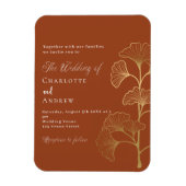 Bruiloft ginkgo blad terracotta gouden uitnodiging magneet (Verticaal)