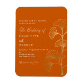 Bruiloft ginkgo blad verbrande sinaasappel luxe ui magneet (Verticaal)