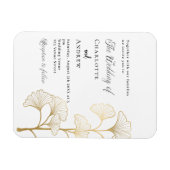 Bruiloft ginkgo blad wit goud luxe uitnodiging magneet (Horizontaal)