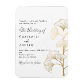 Bruiloft ginkgo blad wit goud luxe uitnodiging magneet (Verticaal)