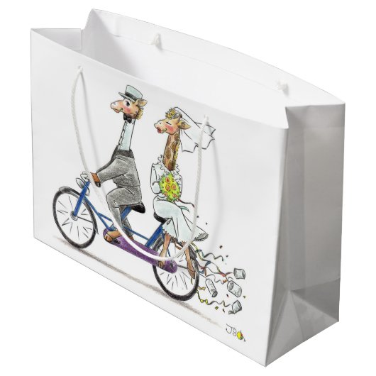 bruiloft giraffes large cadeautasje (Achterkant Gekanteld)
