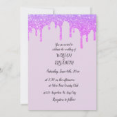 Bruiloft glam druppels sprankelend roze paarse kaart (Achterkant)