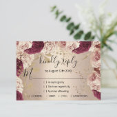 Bruiloft Glitter Bruidsroos Gouden Krans  RSVP Kaartje (Staand voorkant)