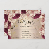 Bruiloft Glitter Bruidsroos Gouden Krans  RSVP Kaartje (Voorkant / Achterkant)