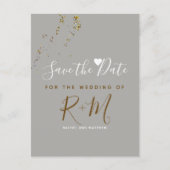 Bruiloft Glitter + initialen Sla de datum op Aankondigingskaart (Voorkant)