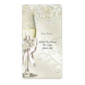 Bruiloft Gold Cream Pearl Floral Rozen Etiket (Voorkant)