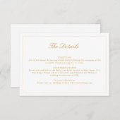 Bruiloft Gold Crest Monogram Details Kaart (Voorkant / Achterkant)