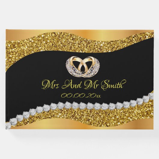 Bruiloft Gold Diamond Gastenboek (Voorkant)