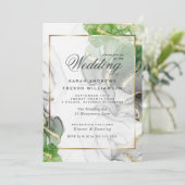 bruiloft | Gold Onyx Emerald Green Ink Kaart (Staand voorkant)