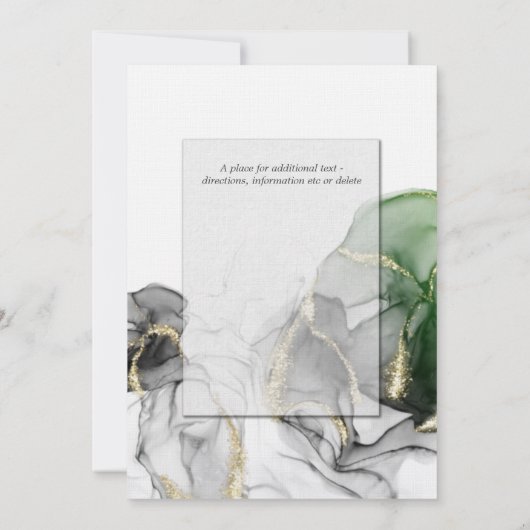 bruiloft | Gold Onyx Emerald Green Ink Kaart (Achterkant)