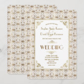 Bruiloft | Gold White Roaring 20s Art Deco Kaart (Voorkant / Achterkant)
