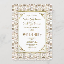 Bruiloft | Gold White Roaring 20s Art Deco Kaart