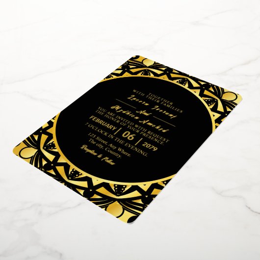 Bruiloft Golden Luxury Invitation Kaart Goudfolie (Gedraaid)