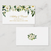 Bruiloft Goud Groen Bloemen Registry Invoegen Kaar Informatiekaartje (Voorkant / Achterkant)