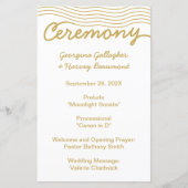 Bruiloft Goud Wit Golvende Lijnen Elegant Minimali (Voorkant)