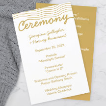 Bruiloft Goud Wit Golvende Lijnen Elegant Minimali