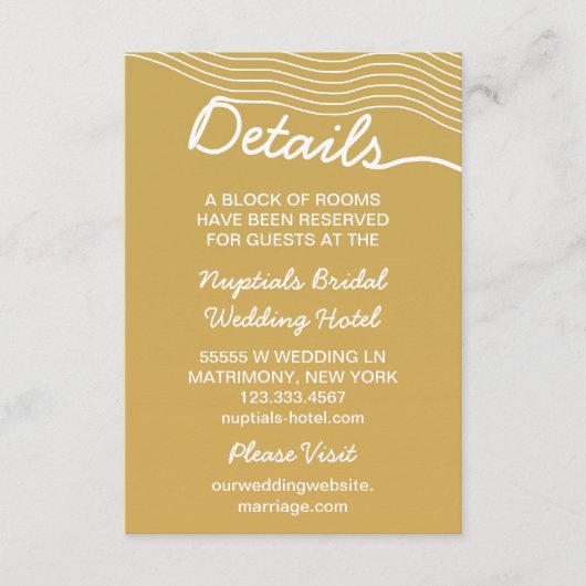 Bruiloft Goud Wit Golvende Lijnen Elegant Minimali Informatiekaartje (Voorkant)