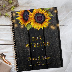 Bruiloft goud zonnebloem hout gepersonaliseerd planner