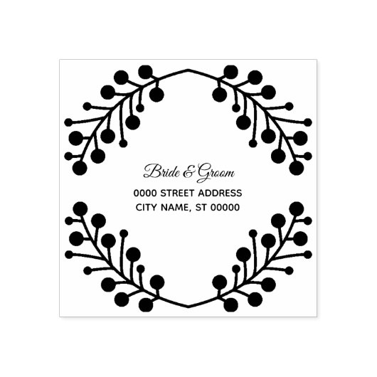 Bruiloft Gouden Bloemen Rustiek Rubberstempel (Afrduk)