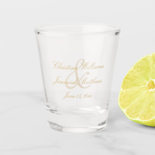 Bruiloft Gouden Bruid Groom Namen Kalligrafie Shot Glas