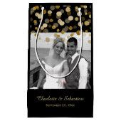 Bruiloft Gouden Faux Glitter Stippen Aangepast Klein Cadeauzakje (Voorkant)