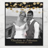 Bruiloft Gouden Faux Stippen Gepersonaliseerde Cus Wijn Etiket (Enkel label)