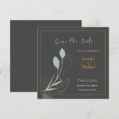 Bruiloft Gouden Grijze Kalligrafie Bloem Save the Kaart (Voorkant / Achterkant)