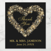 Bruiloft Gouden Hart Wijn & Mousserende Wijn Fles  Etiket (Enkel label)