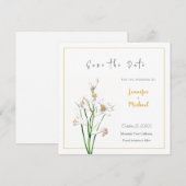 Bruiloft Gouden Kleur Kalligrafie Bloem Save the D Kaart (Voorkant / Achterkant)