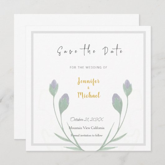 Bruiloft Gouden Kleur Kalligrafie Script Save the  (Voorkant / Achterkant)