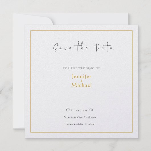 Bruiloft Gouden Kleur Kalligrafie Script Save the Kaart (Voorkant)