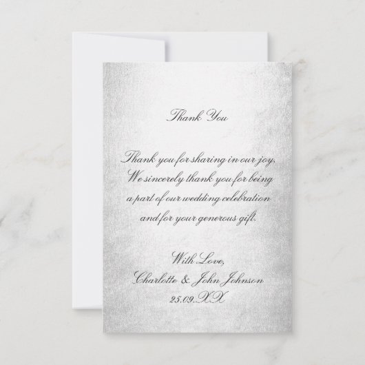 Bruiloft Gouden Leaf Zilver Dank u Kaart (Achterkant)