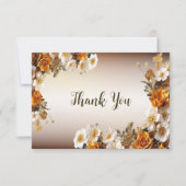 Bruiloft Gouden Sinaasappel Wit Bloemen Rustiek Bedankkaart (Voorkant)