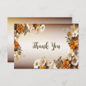 Bruiloft Gouden Sinaasappel Wit Bloemen Rustiek Bedankkaart (Voorkant / Achterkant)