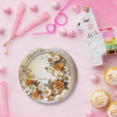 Bruiloft Gouden Sinaasappel Wit Bloemen Rustiek Papieren Bordje (Feest)