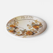 Bruiloft Gouden Sinaasappel Wit Bloemen Rustiek Papieren Bordje (Gekanteld)